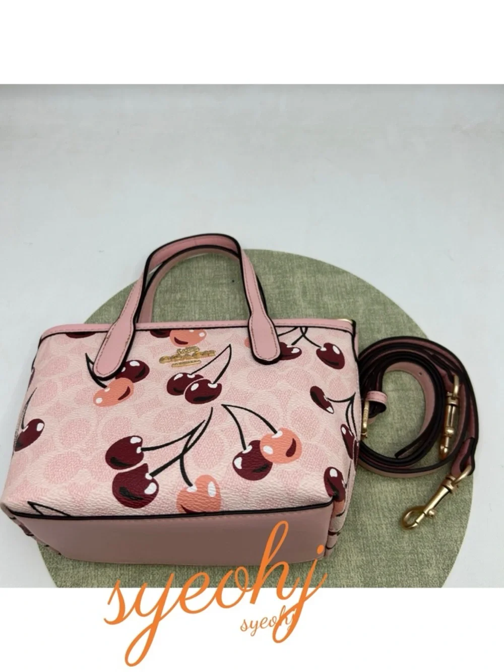 Coach Pink Cherry Print Mini Tote Bag